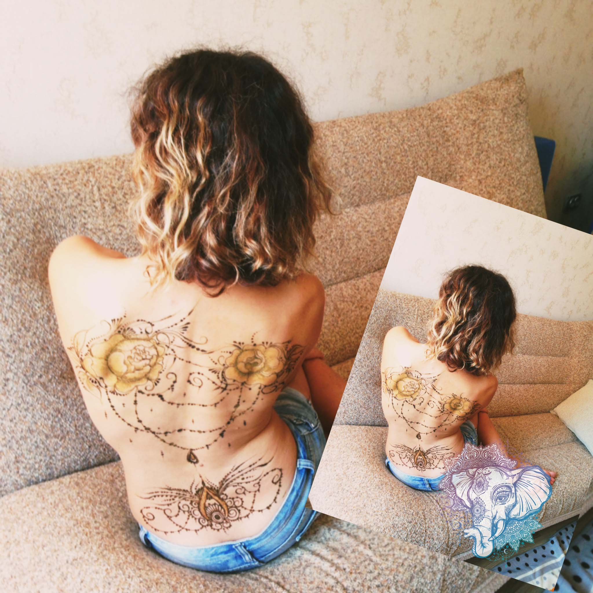 мехенди на спине